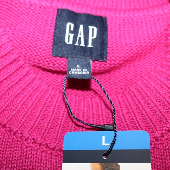 💖 GAP Bright Pink Sweater – NWT – Size L New with Tags · V-Neck · Soft Knit - Picture 2 of 7